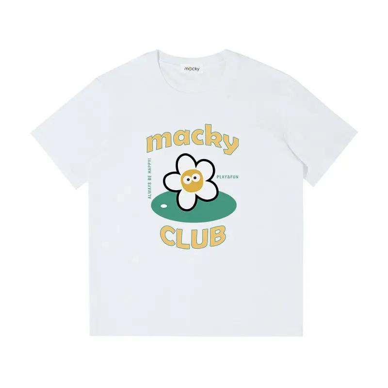 Korean High-quality MACKY Golf 24 Women's Letter-printed Flower Short-sleeved T-shirt Printed Crew-neck Top Graphic T Shirts
