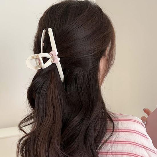 Pince à Cheveux Femme Design Nœud Grande Prise Pince à Cheveux Stable avec Peigne à Dents Étendues Ressort Puissant Pince à Cheveux pour Cheveux du Dessus Accessoire pour Cheveux