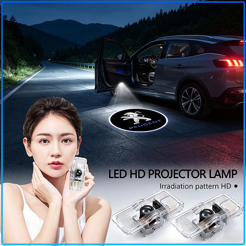 2 Stück HD LED Auto Tür Logo Projektor Willkommenslicht Auto Zubehör für Peugeot 406 306 4008 307 Traveller 206 308 205 206CC 408 207 208 508 3008 407