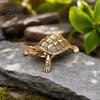 Small Brass Tabletop Decor Vintage Turtle Statue, Metal Animal Figurine, Handcrafted Unique Art Piece Artistic Desktop Sculpture Ornament for