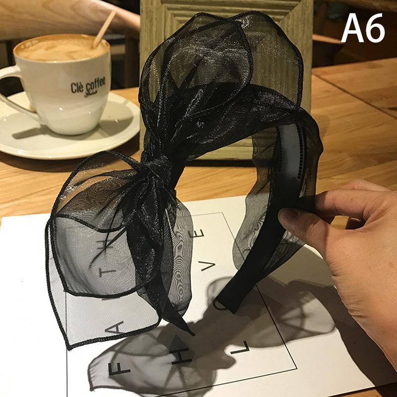 Bow Hairband Toothed Black Mesh Bow Headband For Women Double Layers Bow Hairband With Lips Print Adults Side Bow Headband Girls