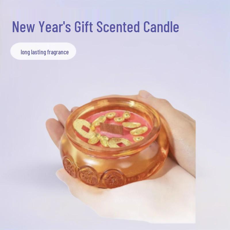 Chinese Treasure Pot Ingot Scented Candle - Long-lasting Fragrance, Perfect for Home & Bedroom, Ideal New Year Gift