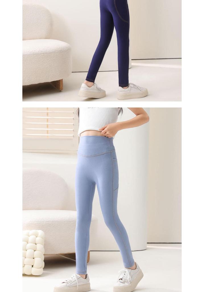Stylische Mädchen Leggings im Slim Fit Look aus Imitation Denim für Frühling und Herbst: Elastische, Lange Hosen für Kinder