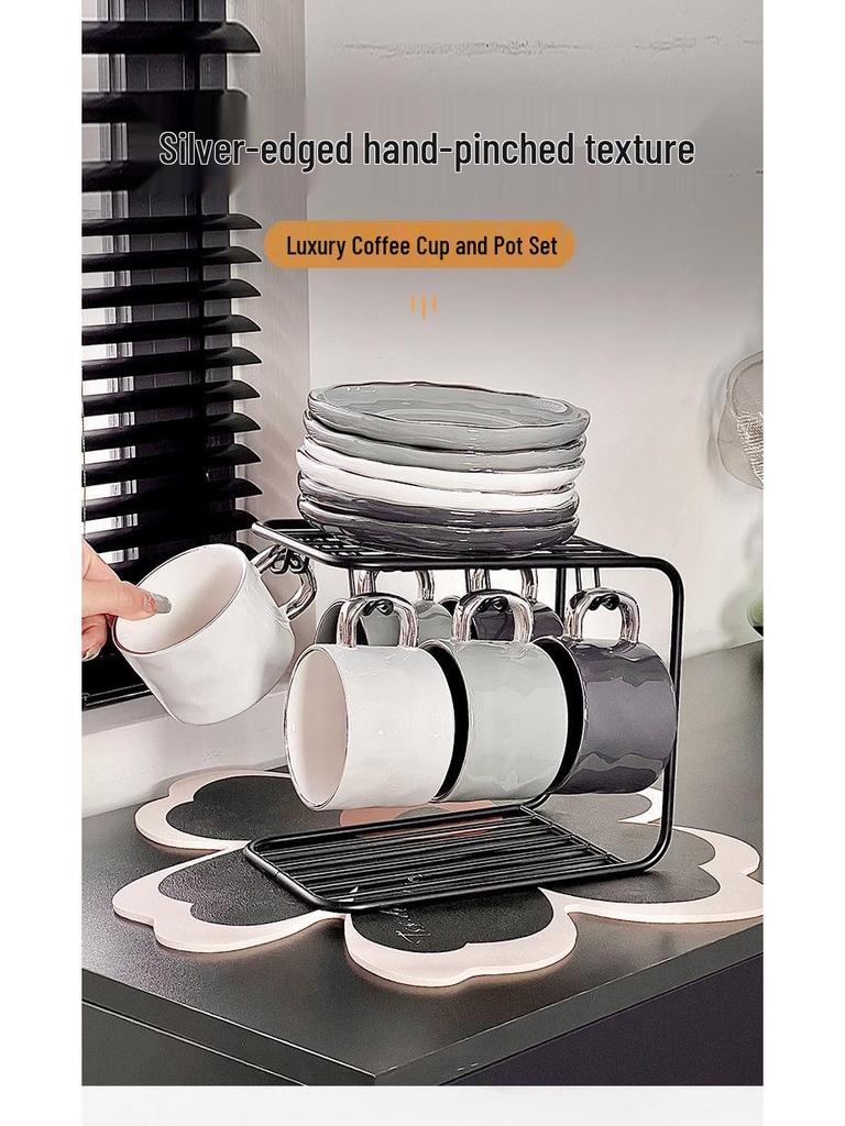 Nordic Style Luxury Ceramic Coffee Cup Set (6 Pieces) - Elegant Housewarming Gift