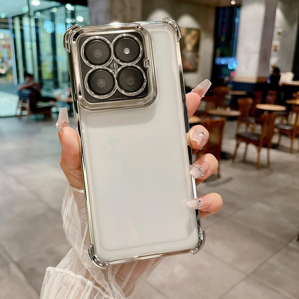 Electroplated Four Corners Anti Drop Transparent Protective Phone Cases for iPhone Samsung Huawei Honor Xiaomi Redmi OPPO Realme Vivo Infinix Tecno