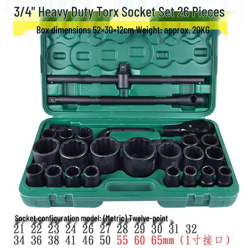 Rongyu 3/4  Drive 26-Piece Heavy Duty Impact Socket Set