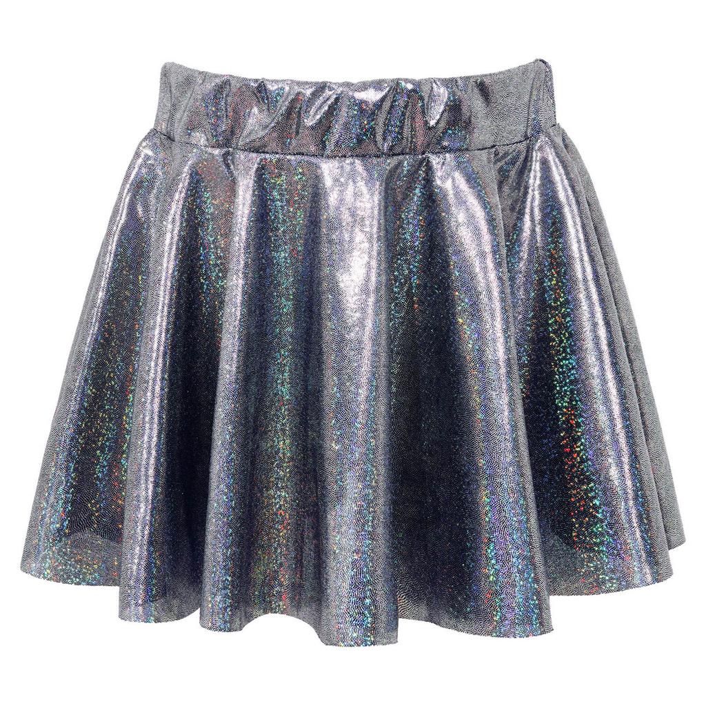 Girls Dance Skirt Elastic Waistband Shiny Sequins Style Performance Skirt Practice Wear Bottom