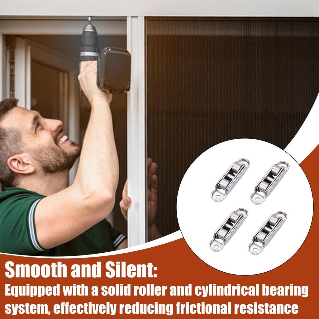4 Pieces Sliding Window Pulley for Angle Adjustable Zinc Alloy Hardware Double Wheel Silent Roller for Kitchen Study