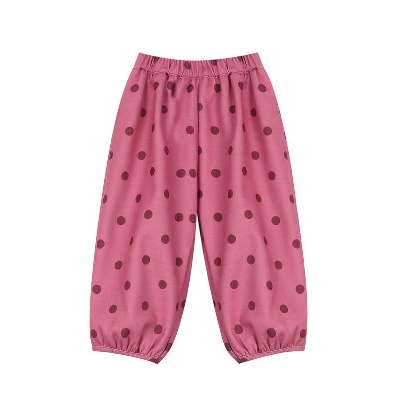 LUSON Baby Girl s Fleece-Lined Polka Dot Harem Pants 90