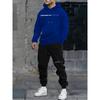 Mens Oversized Hooded Sweatshirt Set With Letter Print Fleece-Lined Warm Casual Tracksuit Winter