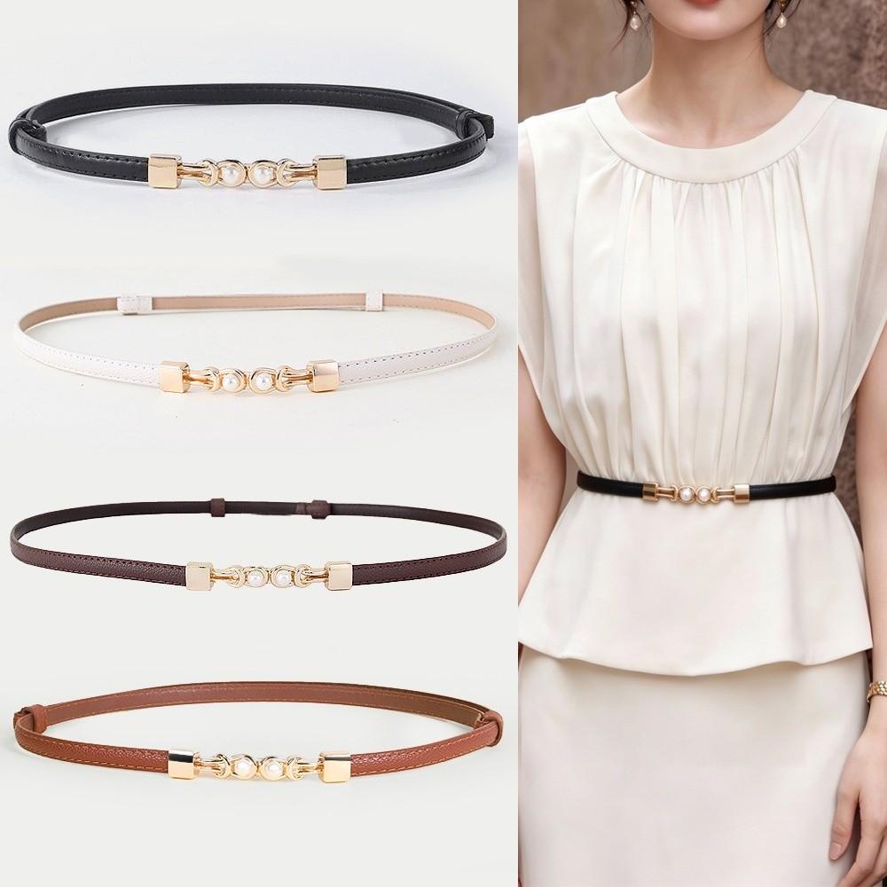 Solid Color Thin Women Belt PU Leather Decorative Waistband New Waist Chain for Dresses