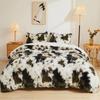 Abstract Cow Print Soft Duvet Cover Quen Sized Dimensions for Young Boys Young Girls Bedrom, Pink Cow Silhouete Beding Set,Animal Themed Warm