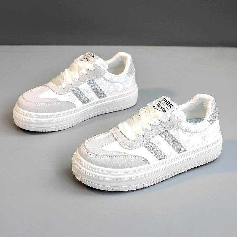 Spring and Summer New Breathable Casual Shoes Women's Fashion Versatile Color Matching Board Shoes Student Platform White Shoes