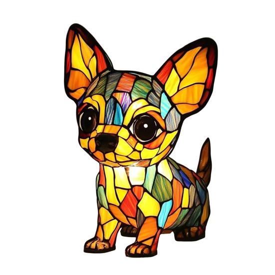 Cat Lamp Stained Resin Glass Night Light Soft Warm Glow 3D Animal-Themed LED Bedside Table Lamp Bedroom Decor