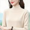 Women S Slim Fit Solid Color Half High Neck Long Sleeve T Shirt Plus Size