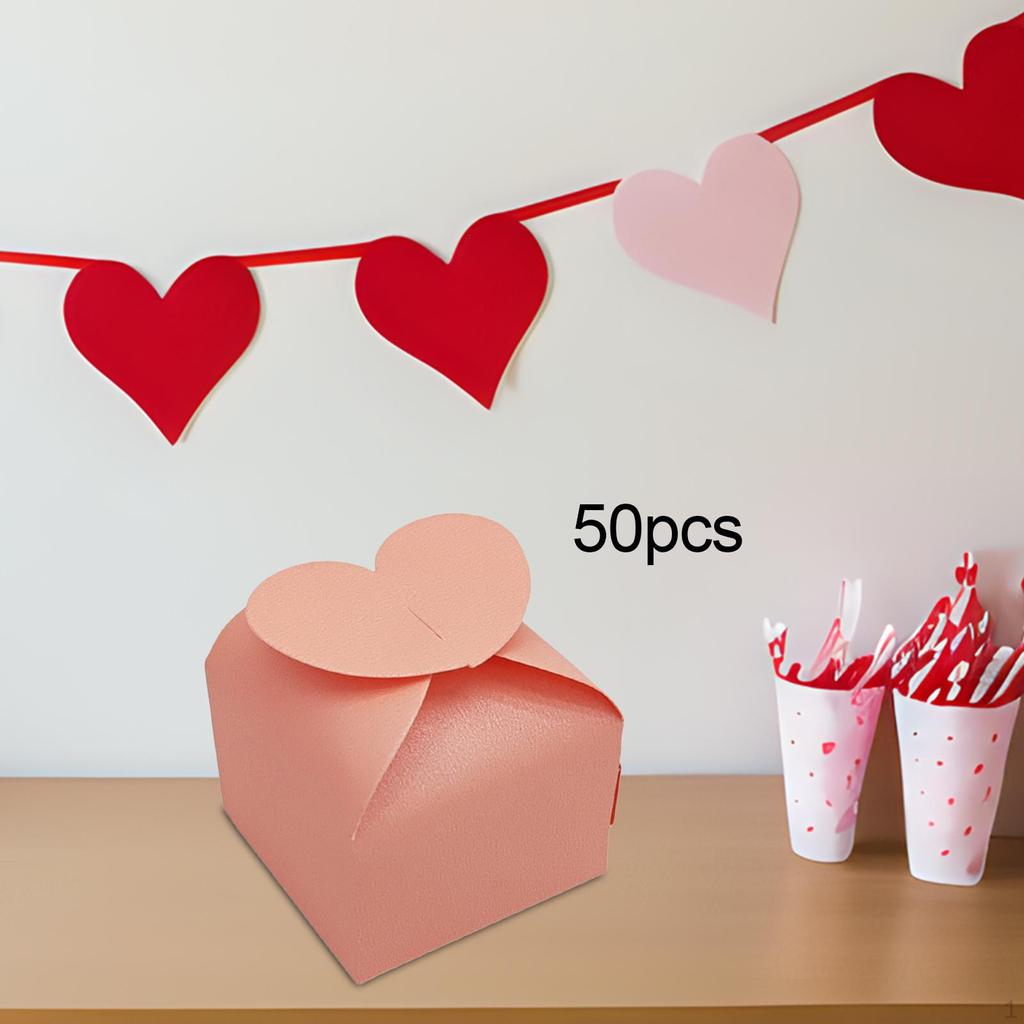 50Pcs Candy Boxes for Guests Paper Gift Collapsible Packaging Festival