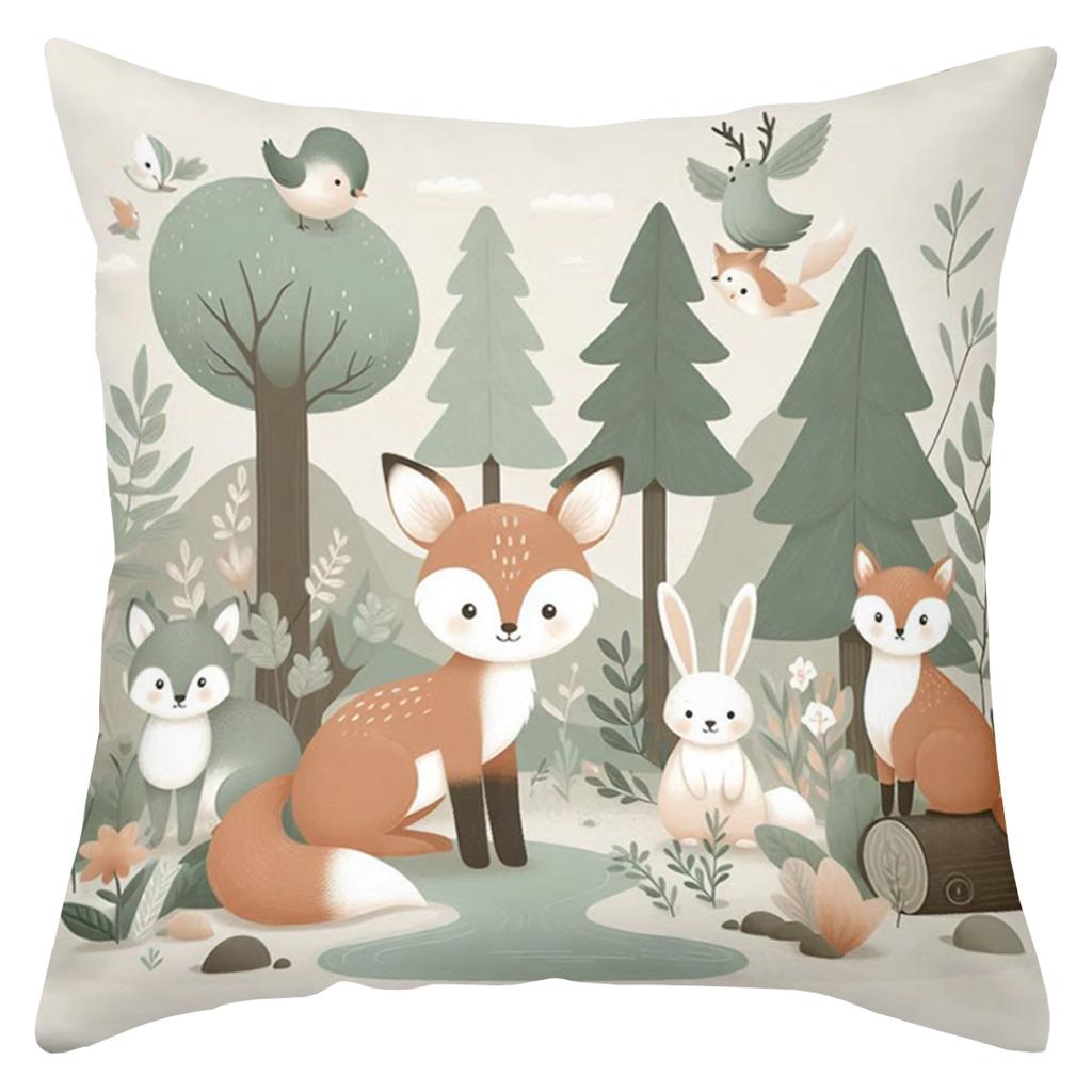 Cute Forest Animal Printed Cushion Covers For Home Decor Polyester pillowcase, sofa decorative cushion cov Headboard Pillow