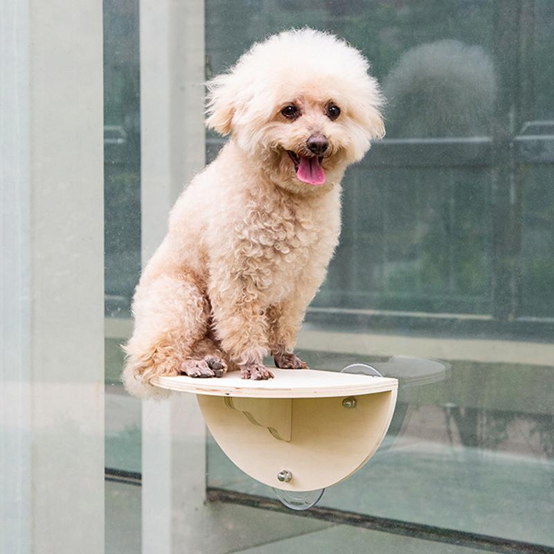 Cat Window Perch Space Saving Window Cat Seat Kitten Climbing Wood Window Shelf with 3 Suction Cups Cats Play Climb Seat