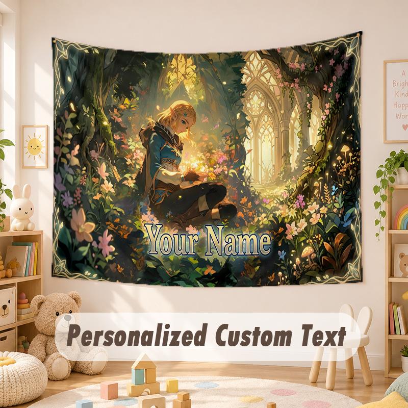 Custom Name Text Tapestry,Zelda Boho Wall Hanging, Decorative Backdrop Tapestry For Room