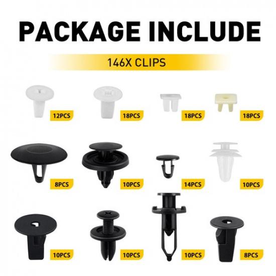 Set Karosserie Stoßstange Niet Halter Verkleidung Zierleiste Druckniet Clip Sortimente 146 Stück