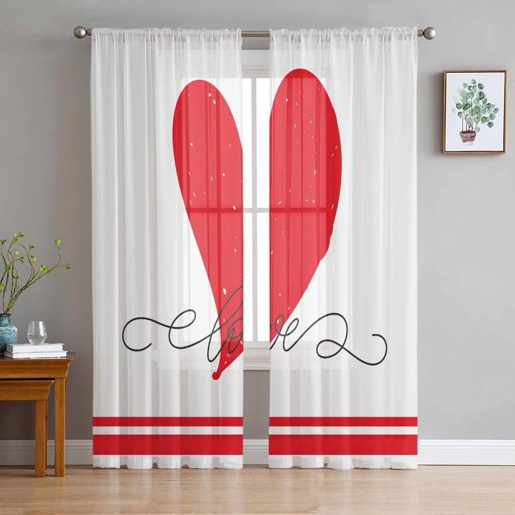 Lgbt Pride Love Chiffon Sheer Curtains for Living Room Bedroom Home Decoration Window Voile Tulle Curtain Drapes