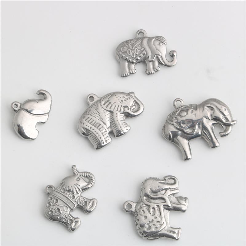 Stainless Steel Elephant Charm Necklace & Bracelet DIY Jewelry Accessories