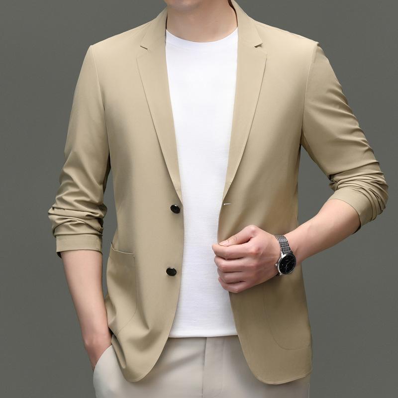 Suit Men's Spring/Summer Business Casual Embossed Seamless High-end Feel Ice Silk Suit Sun-protective Jacket