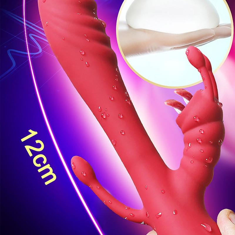 3 In 1 G Spot Rabbit Anal Dildo Vibrator Sex Toy for Women Adult with 10 Vibrating Modes Waterproof Clitoris Massage Stimulator