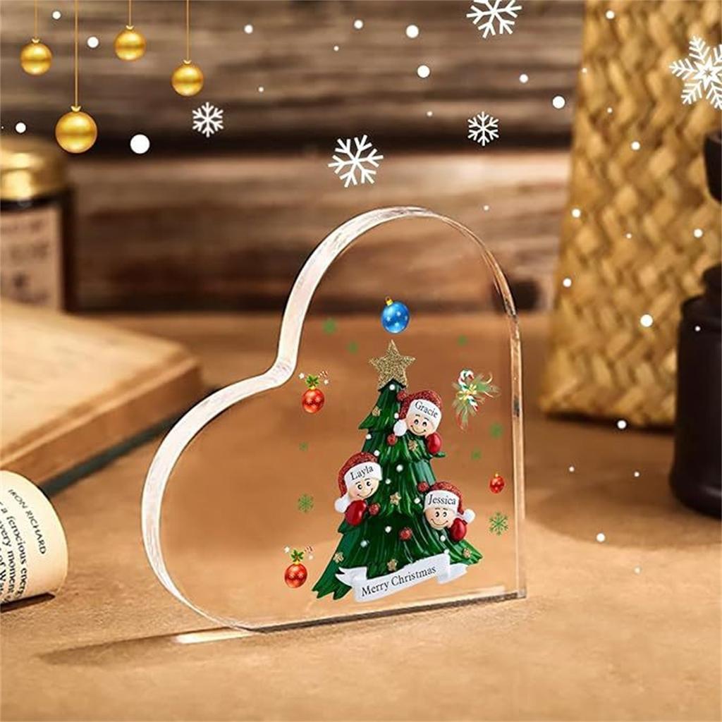 Christmas Decorations Indoor, Christmas Decor , Desk, Mantle, Shelf - Acrylic Heart Shaped Gifts For Women/Girls - Holiday Indoor Home Decor