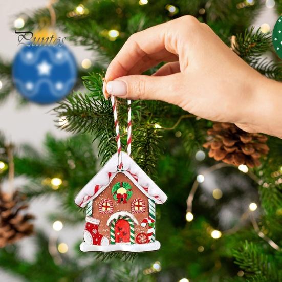 DIY Christmas Party Supplies 24/36Pcs Gingerbread House Ornaments, Wooden Xmas Tree Decor with Rope, Hanging Decorations Ornaments for Holiday