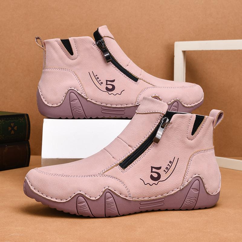 Women's High-top Casual Sneakers Handmade Leather Shoes Ankle Boots Spring & Autumn