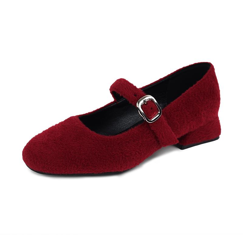 Fashion Pumps Women's 2025 Spring/autumn Buckle Mary Jane Shoes for Womens Thick Heels Wearing Oversized 43 High Heels Woman's Shoes