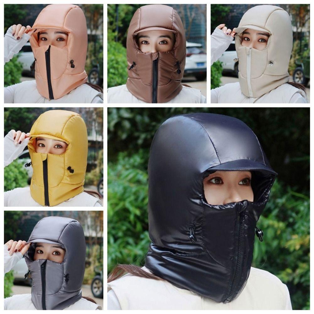 Solid Color Winter Cycling Warm Hat Thickened Pullover Cap Ear Protect Cap  Women