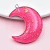 Colored Resin Moon Pendant Keychain with Gold Foil - DIY Jewelry Accessory