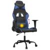 Gaming Chair with Massage Function Black and Blue Synthetic Leather