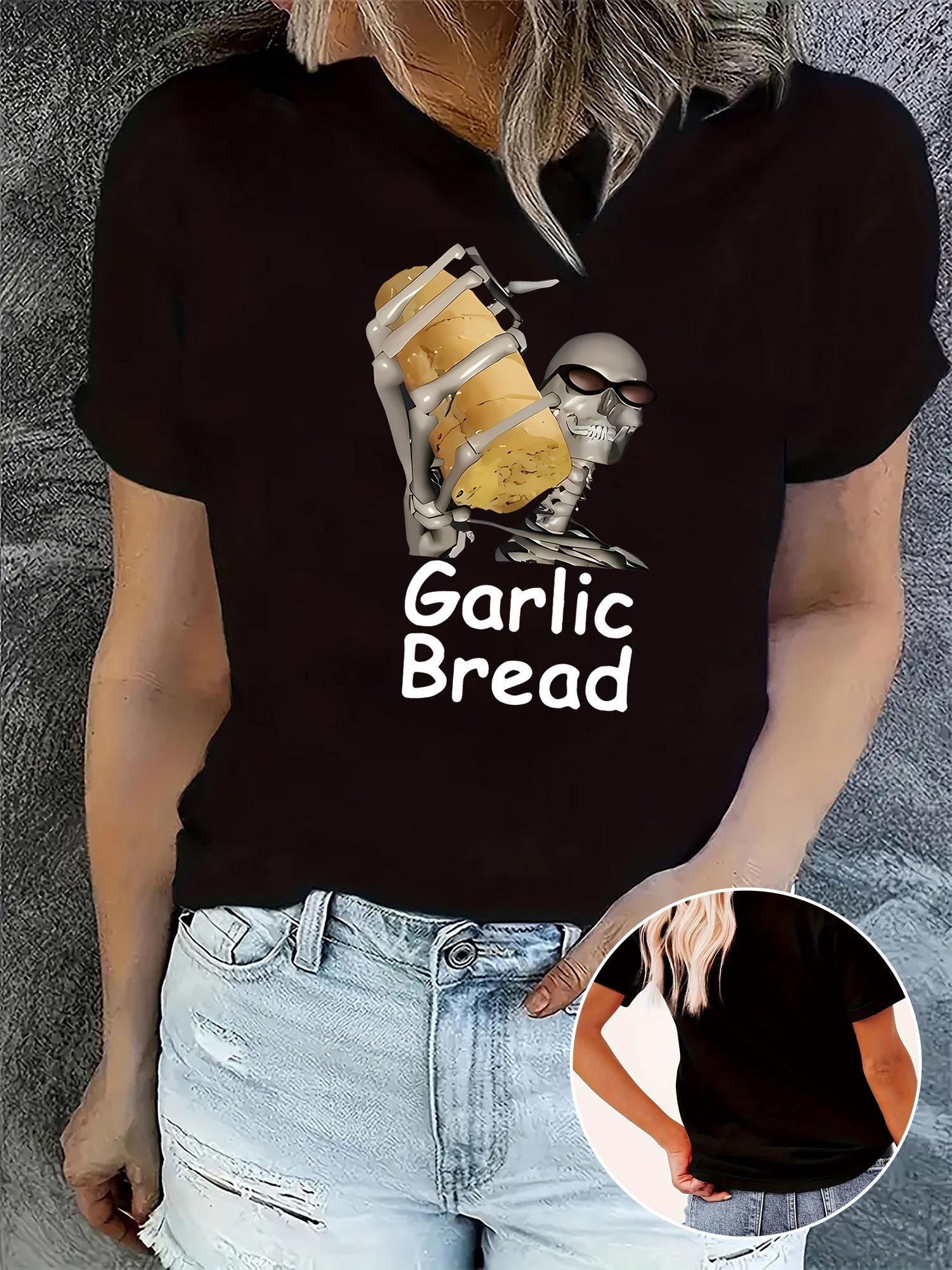 Skeleton Holding Garlic Bread Graphic T-shirt XXXXL