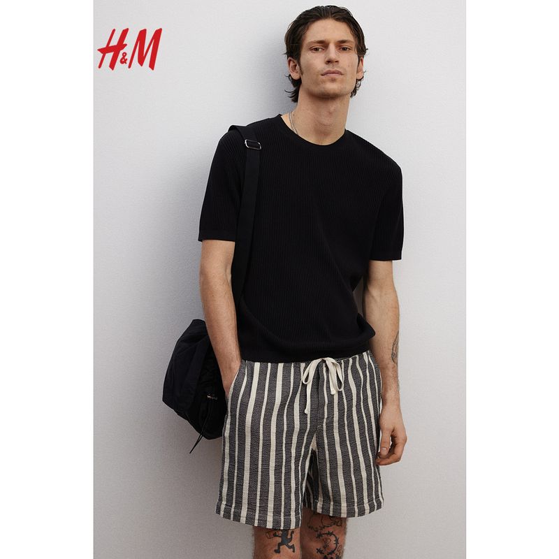 

HM Men s Casual Pants 2025 Summer New Casual Fashion Trendy Standard Woven Shorts 1261057
