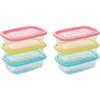 Six 709-milliliter Rectangular Plastic Food Containers with Colorful LIDS, Lunch Boxes, Suitable for Storing Fruits and Food