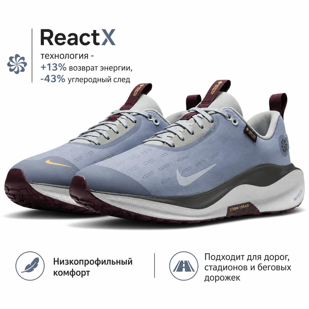 Nike ReactX Infinity Run 4 GORE-TEX Ashen Slate Men Sneakers Blue Light-Pumice Dark-Smoke-Grey HQ0265-400