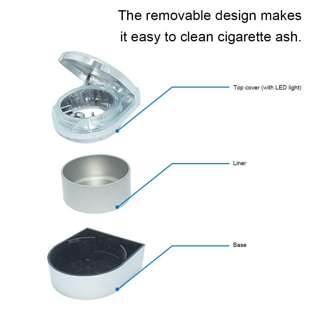 Car Ashtray Universal High-End Feel, With LED Light Iron Inner Liner, Simple And Light Luxury Car Ashtray Car Interior Access