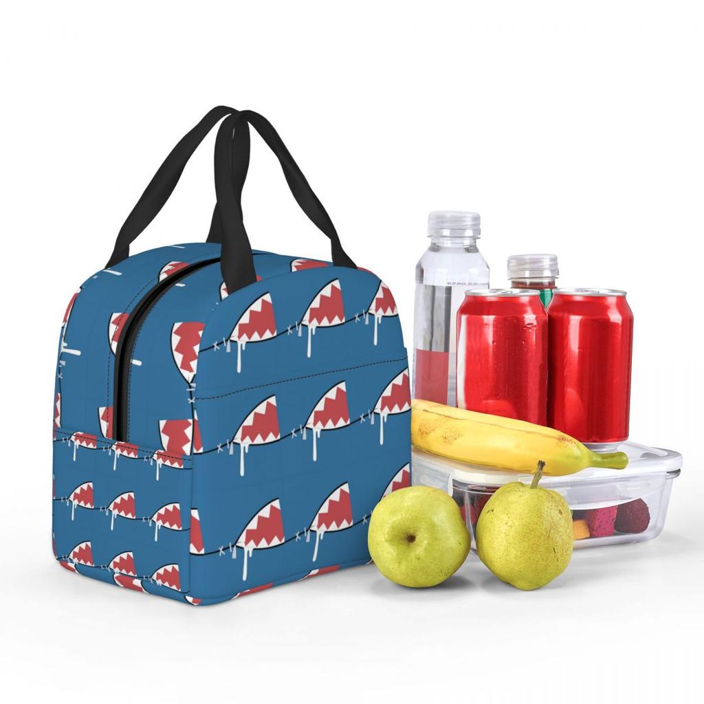 Gawr Gura Shark Mouth Insulated Lunch Bag for Women Children Portable Food Boxes Thermal Lunch Box Tote