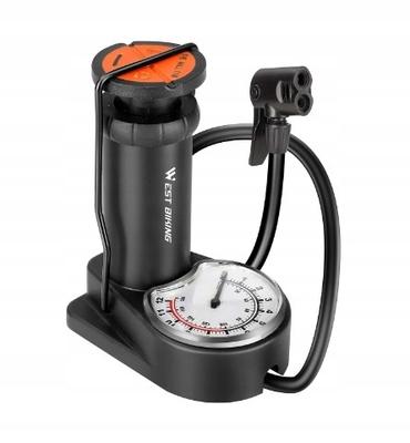 Solid, Handy Bicycle Pump with Manometer, Foot-operated, for Cars