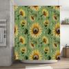 Sunflower Printed Shower Curtain Green Background with Yellow Flowers for Bathroom Decor Customizable