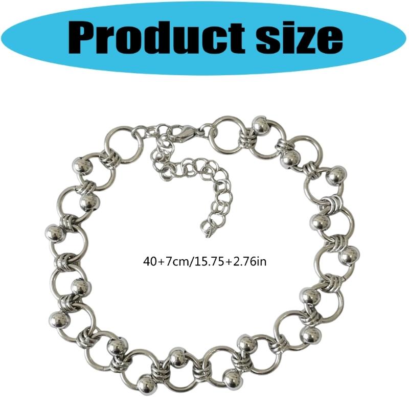 Vintage Punk Interlocked Link Chain Necklace Adjustable Alloy Neckchain Jewelry for Casual and Party Wear