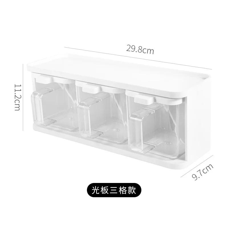 Настенная кухонная коробка для приправ, стойка для приправ без отверстий, банка для соли, сахара, приправа с глутаматом натрия, набор для хранения приправ