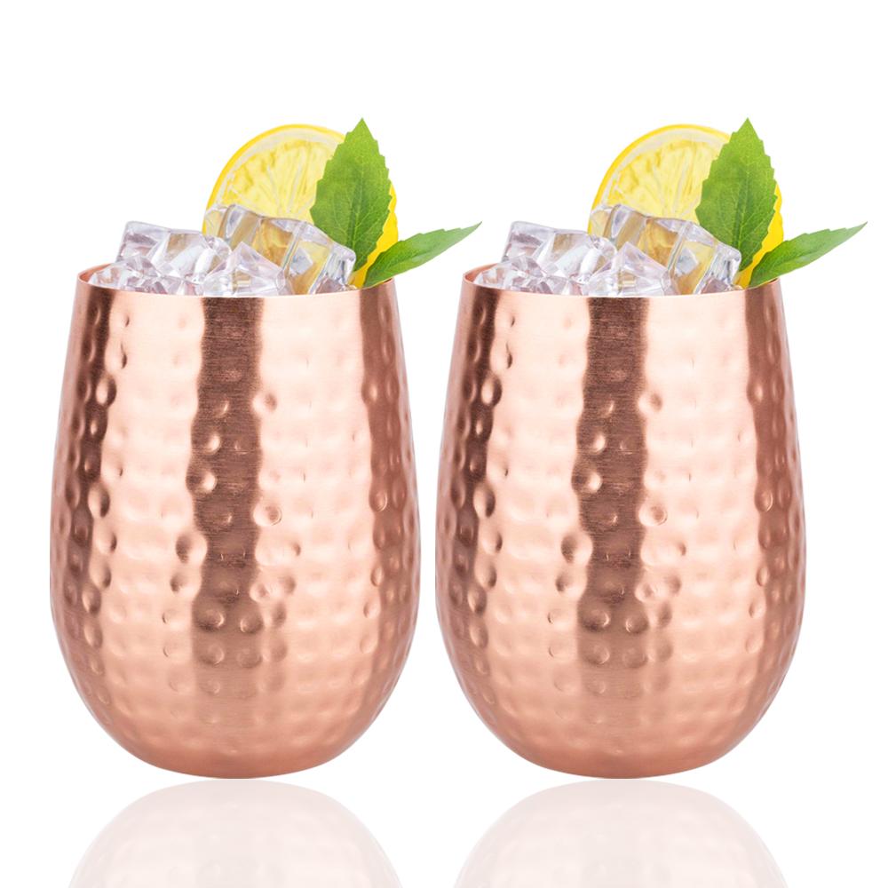 Handgefertigter Reinkupferbecher 450ml Luxus Kupfer Martell Cocktail Whiskey Tassen Wasserbecher Trinkgeschirr für Wasser Milch Kaffee Küche Bar
