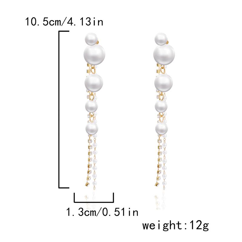 Korean Long Tassel Chain Pearl Earrings for Women Bridal Temperament Flower Drop Dangling Earrings Party Wedding Jewelry Gifts