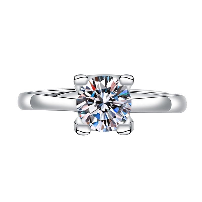 Open Adjustable European and American Style New Imitation Mosane Diamond Adjustable Girls' Ring Fashionable Creative Ring