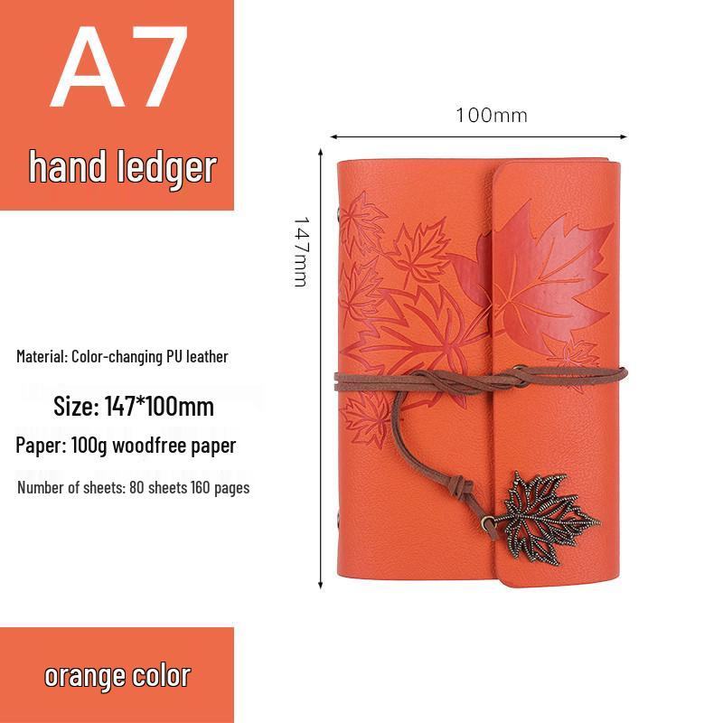 Retro Ribbon Tie Tri-fold Loose-leaf Notebook - Student Travel Notepad & Stamp Book