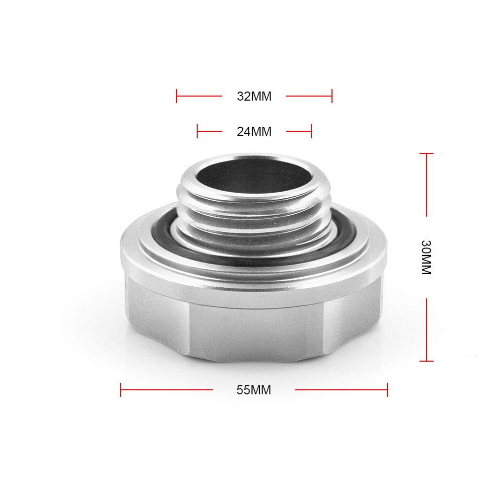 MUGE Oil Filler Cover, Aluminum Alloy Engine Fuel Tank Cap for Honda Vehicles (Silver)